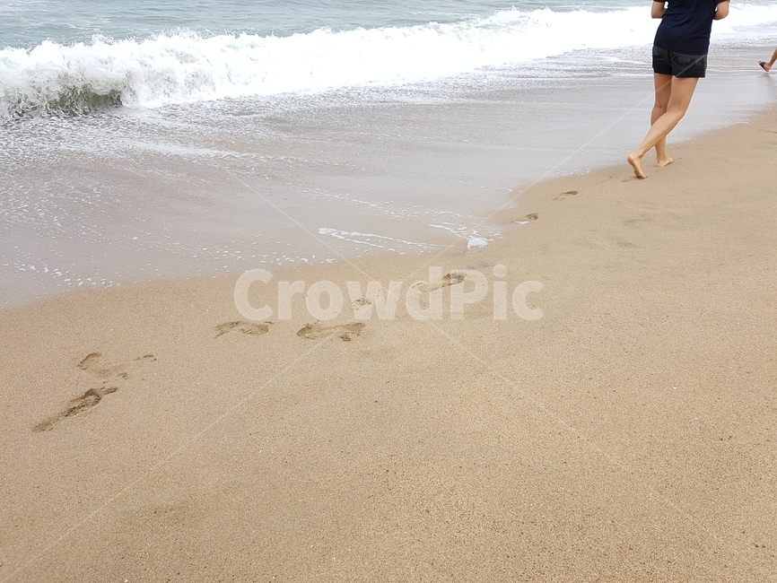 해변,바다,발자국,footprint,해수욕장