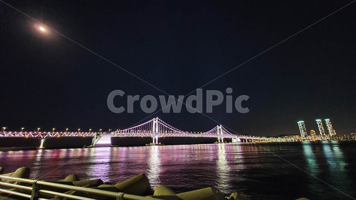 부산,야경,바다,달빛,달,moon,gwanganbridge,busan,bridge,다리