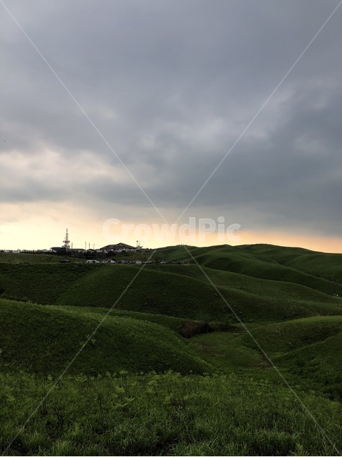 일본,아소산,산,노을,풍경,큐슈