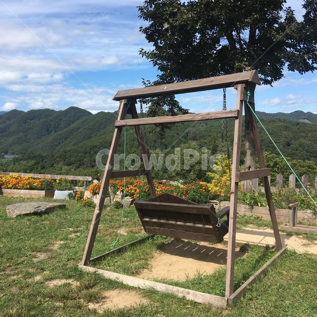 춘천,해피초원목장,풍경,경치,의자,그네,흔들의자,바람