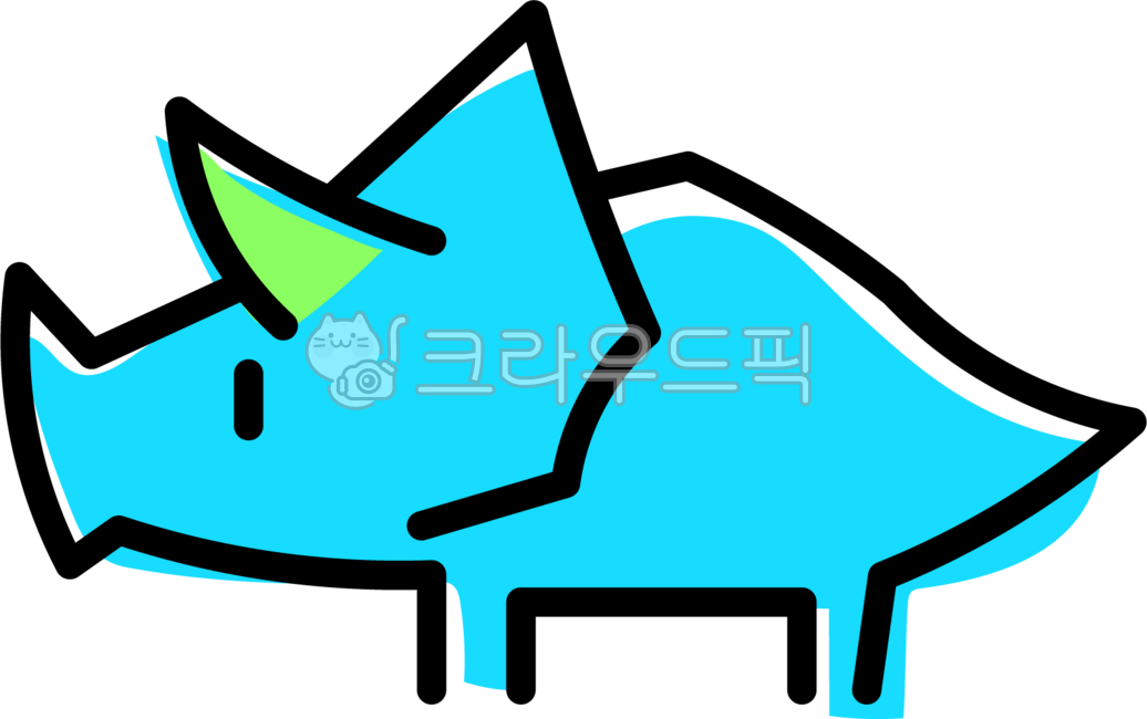 공룡,쥬라기,백악기,동물,귀여운,캐릭터,라인워크,라인아트,쥬라기공원,단순한,간단한,트리케라톱스