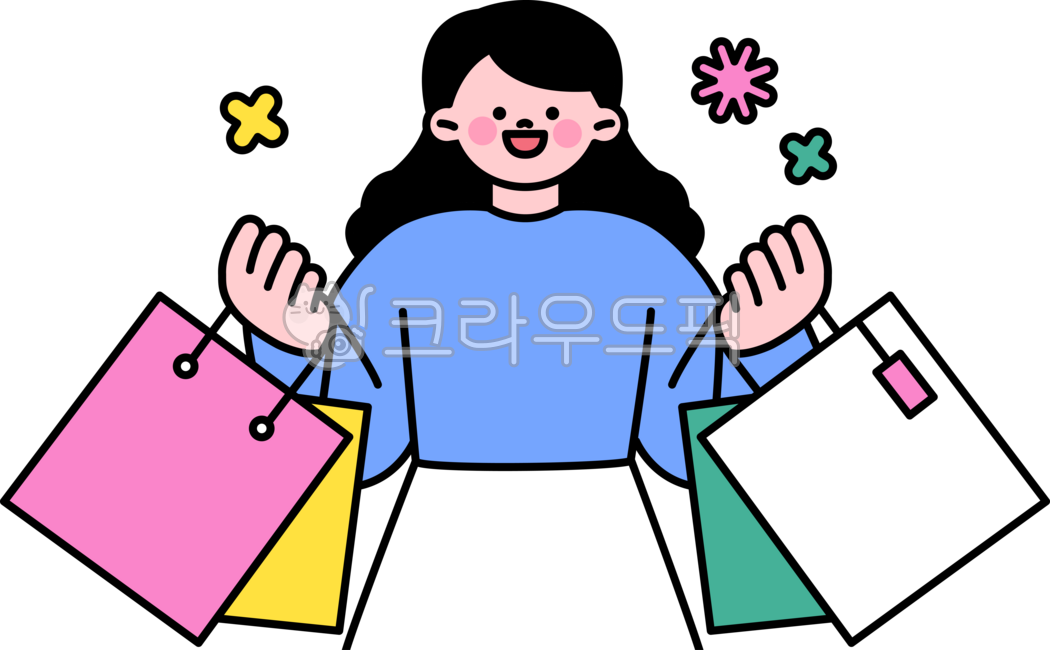 귀여운, 심플, 단순한, 일러스트레이션, 쇼핑, 사진,이미지,일러스트,캘리그라피 - 미니와이드작가