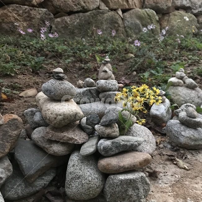 돌탑,돌,풍경,토속적인,절,한국의,전통,돌멩이,사탑
