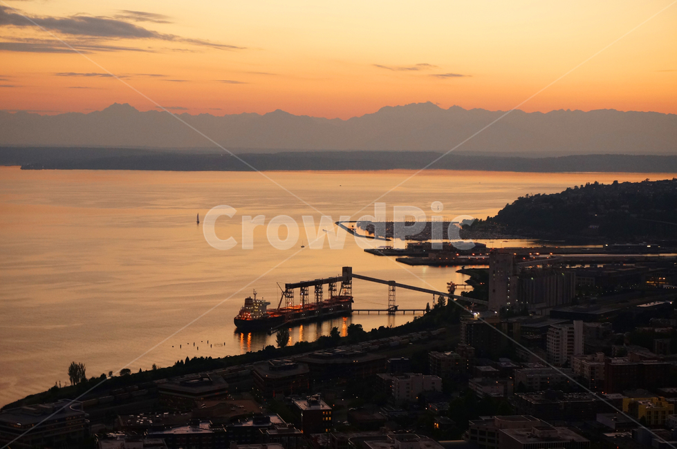 씨애틀야경,노을,수평선,sunset,sky,sea,landscape,beach,evening,orange,dusk,horizon,seattle