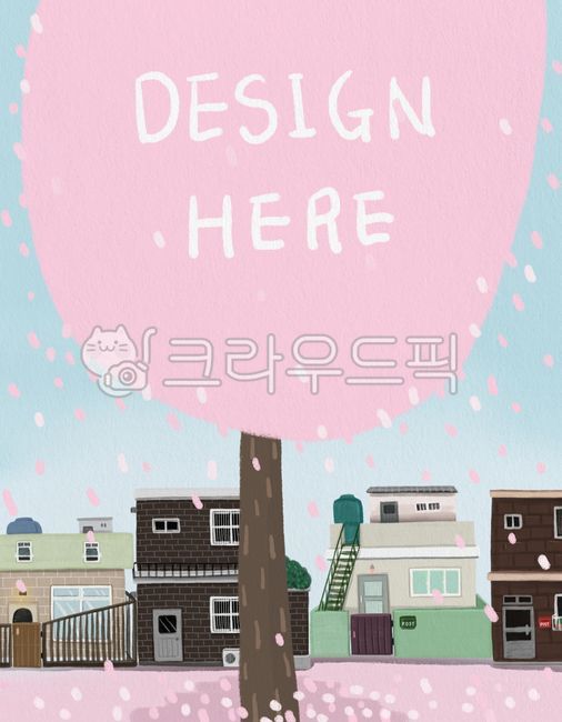 sky,Gunhangje Festival,cherry,pink,Cherry Blossom,Spring background,spring snow,flower Festival,flowering,house,building,full bloom,spring,petal,fluttering,road,background,advertisement,illustration,poster