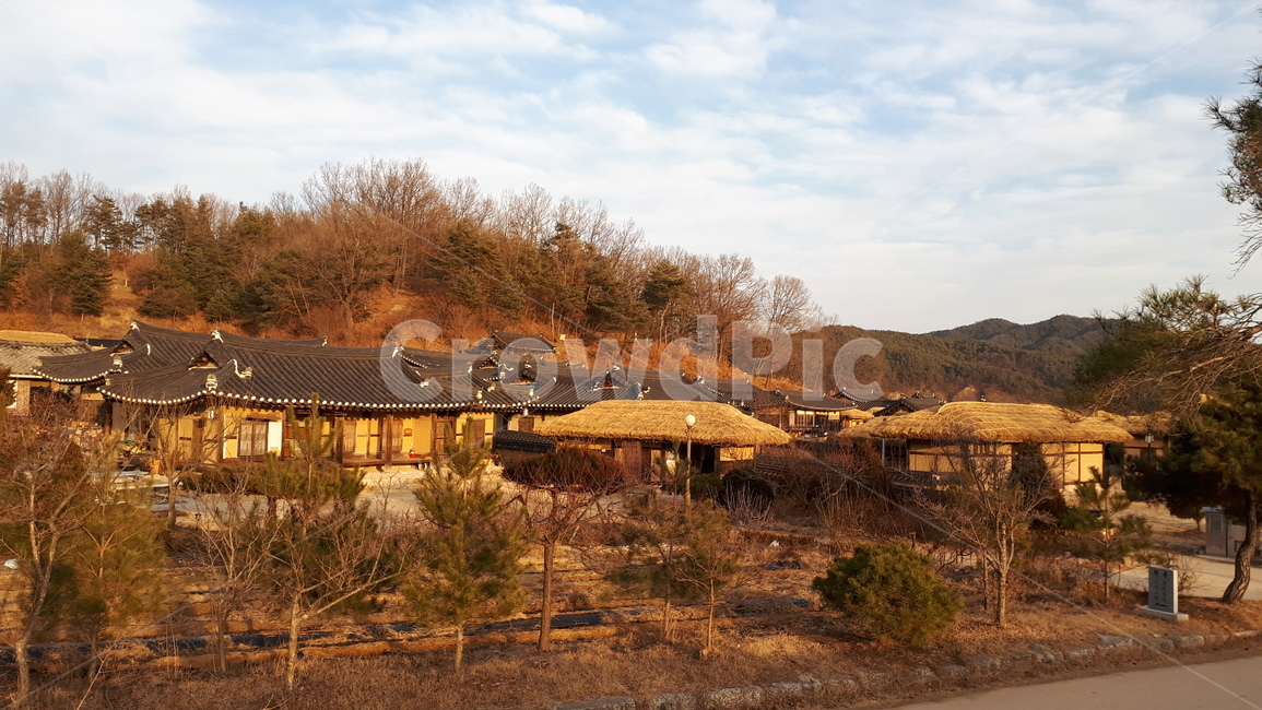 자연,기와집,한국,풍경,마을