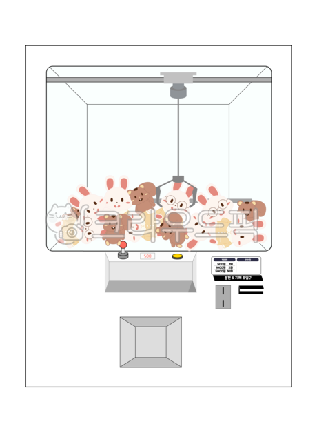 Doll claw illustration,lottery machine,rabbit character,squirrel doll,Doll claw machine,rabbit doll,Draw illustration,Squirrel Character,illustration,Drawing machine illustration,graphic,doll claw machine