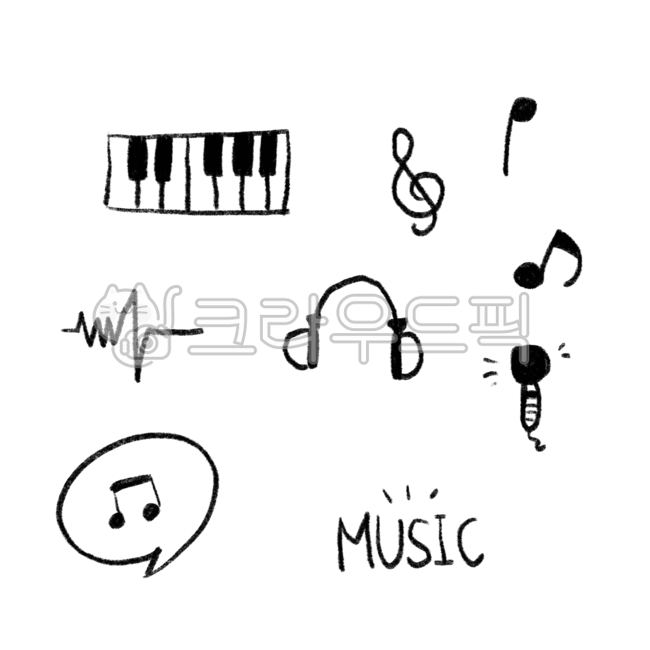 건반, 피아노, 음악, 음표, 높은음자리표, 사진,이미지,일러스트,캘리그라피 - 사각색연필작가