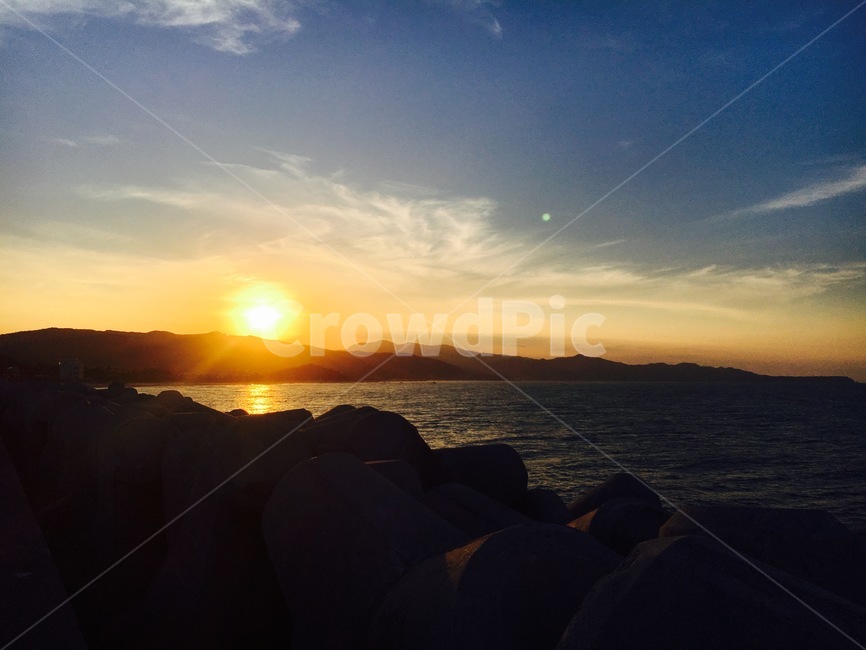 강원도,일몰,바다,야경,방파제,자연,풍경,nature,landscape,light,빛,flare,플레어,outdoors,옥외