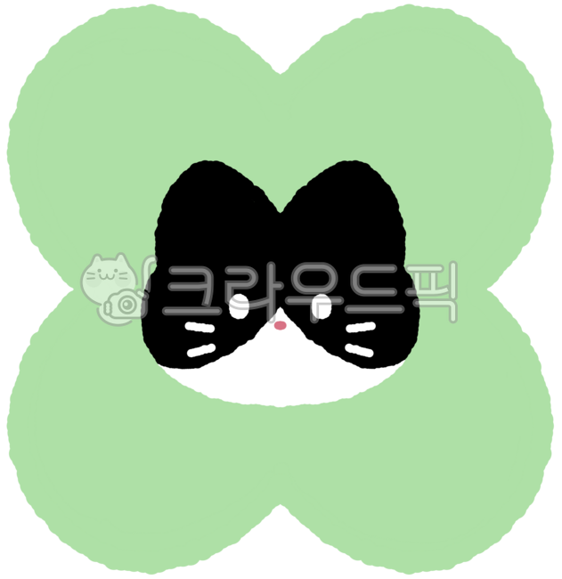 고양이,귀여운,행운,검정,블랙,동물,애니멀,동물캐릭터,클로버,럭키,lucky,네잎클로버,동물일러스트,펫,pet,반려묘,반려동물,애완동물,cat,아깽이,냥이,캣,고영희,턱시도,검은고양이