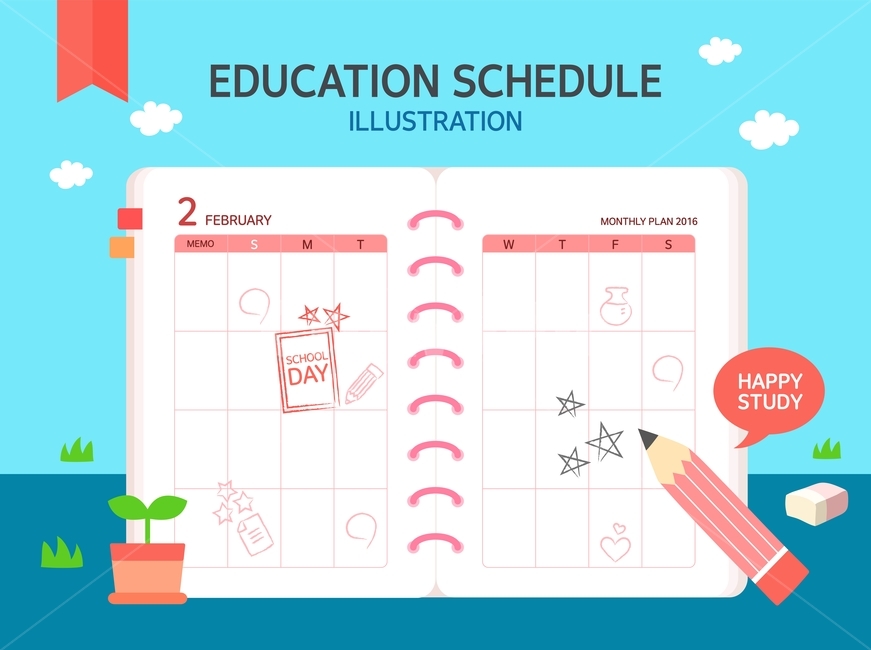 교육,노트,연필,지우개,다이어리,일정,플랫디자인,교육,학교,공부,education,learning,study,school,그래픽,일러스트레이션,graphic,illustration