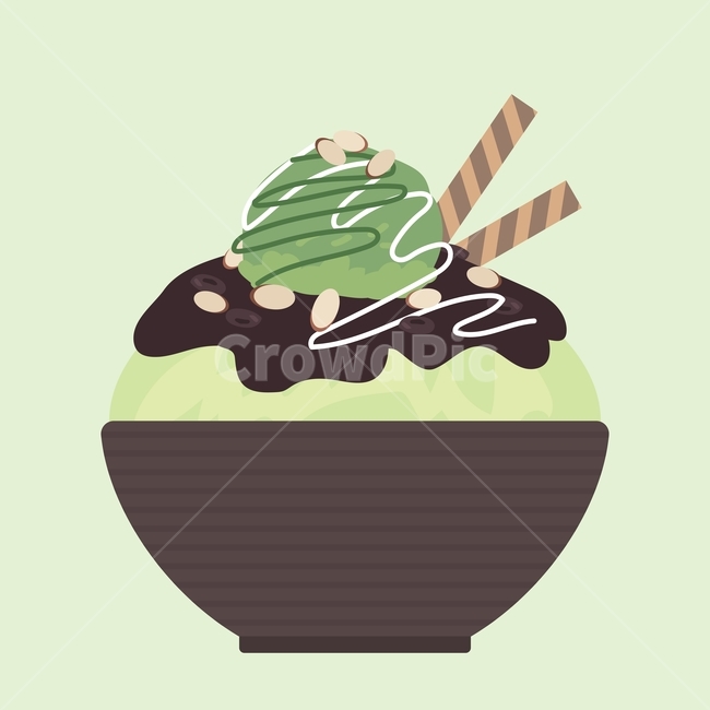 벡터,일러스트,빙수,팥빙수,디저트,한국,간식,음식,후식,얼음,막대과자,팥,아몬드,녹차,여름,그래픽,일러스트레이션,graphic,illustration