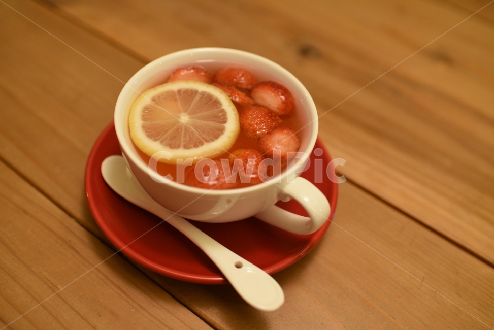 따스함,딸기,차,카페,레몬,과일,음료수,drink,beverage