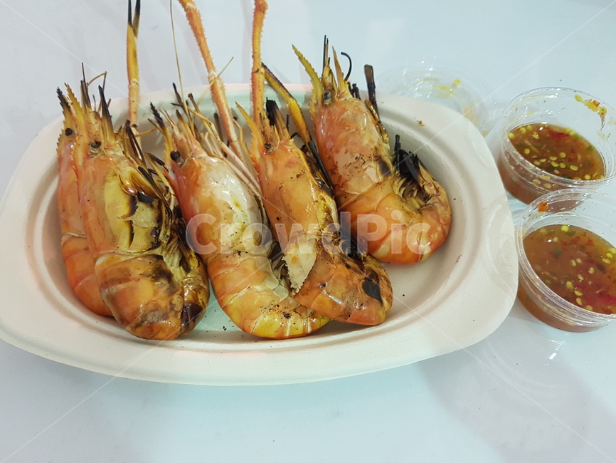방콕,야시장,새우구이,새우,해산물,피쉬소스