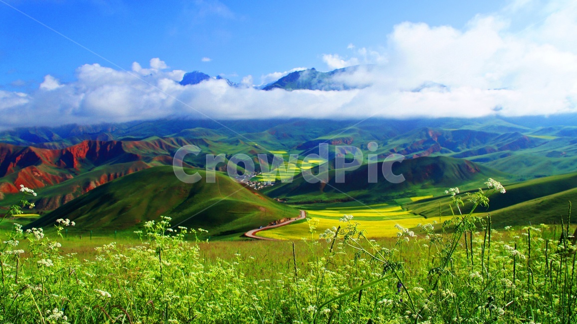 중국,기련현,탁얼산,탁얼산유채,탁얼산봄,탁얼산운해,nature,scenery,풍경,outdoors,옥외,mountainrange,산맥,mountain,landscape,경치,자연,풍경,nature,landscape,세계자연풍경,해외자연풍경,외국자연풍경,world nature landscape