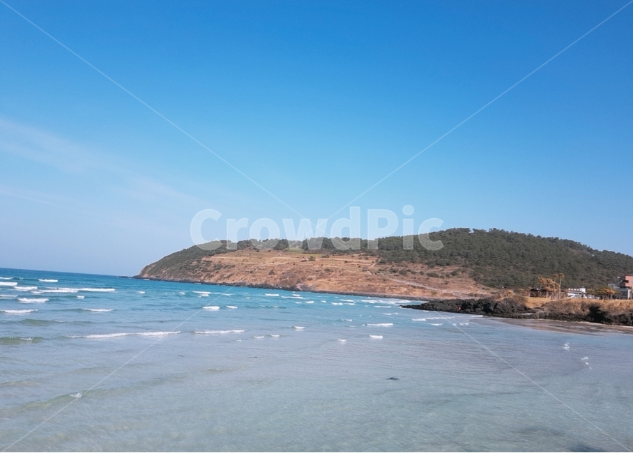 제주도,바다,자연,파도,맑은하늘