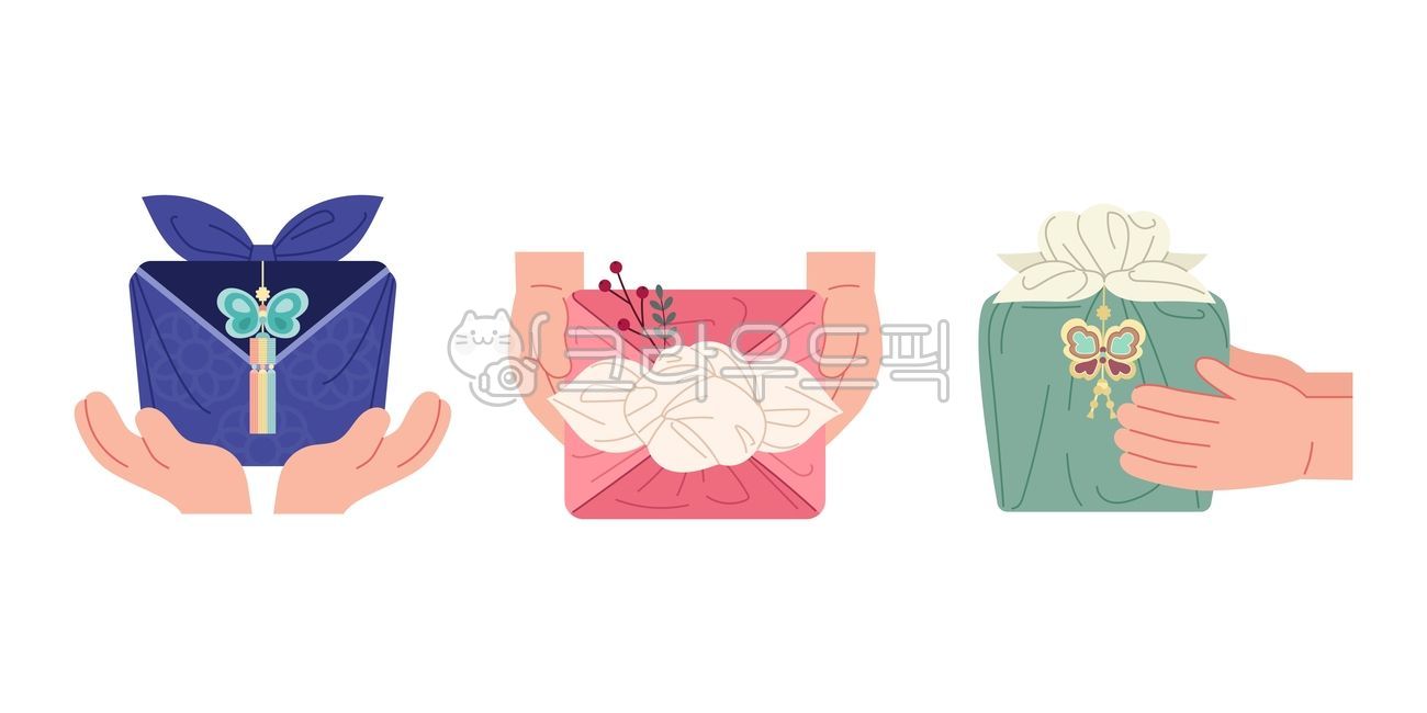 일러스트,선물세트,명절선물,한국,보따리,전통,포장,보자기,선물,설날선물,설선물,추석선물,아이콘,상자,선물보따리,한국전통,동아시아,선물포장,심볼,명절선물아이콘,보따리아이콘,손,들고있는,여러개,컬렉션,세트