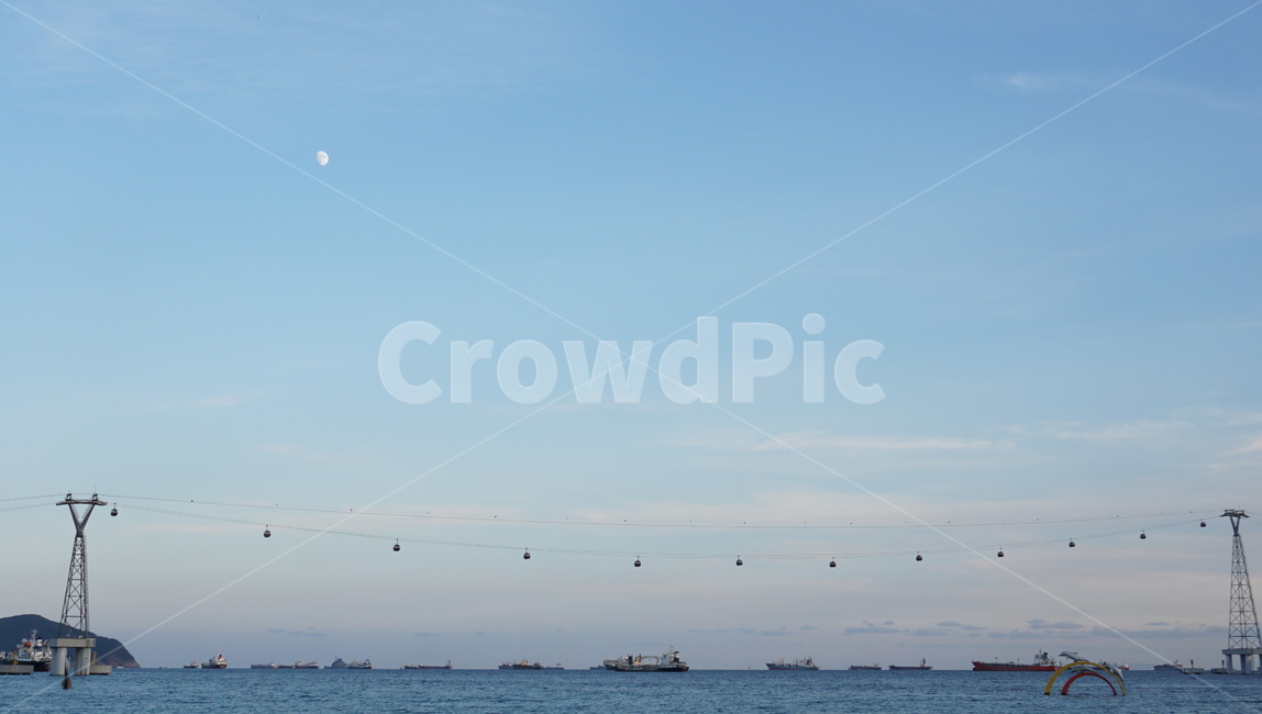 하늘,sky,바다,파랑,케이블카,맑음