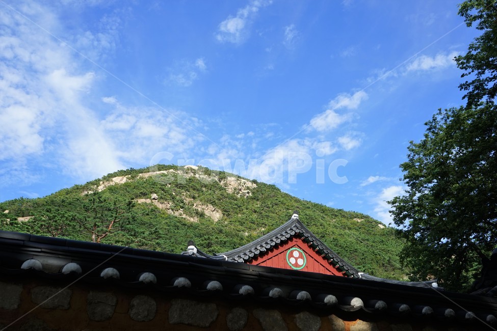 하늘,지붕,산,구름,푸른하늘,자연,풍경,기와지붕,사찰건물,전통건물,산배경,가을,계절,산사,기와집,전통,한옥,패턴,옥상,배경,전통적인,한국의construction,한국전통,한국문화,koreantraditional,koreanculture,건축물,건물외관,exterior,building,structure,architecture,진관사,북한산