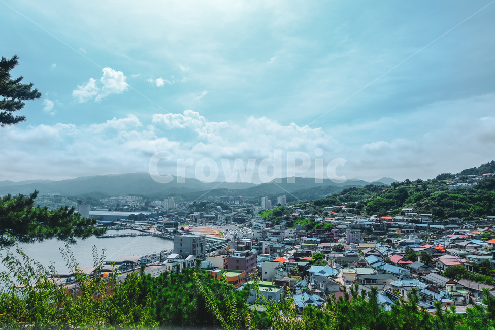 강원도,동해,묵호항,바다,sea,마을풍경,하늘,맑음,여름,논골담길,도시,풍경,city,landscape,한국도시풍경,한국도시경관,korea cityscape,nature,자연,outdoors,옥외,경치,scenery,aerial view,조감도