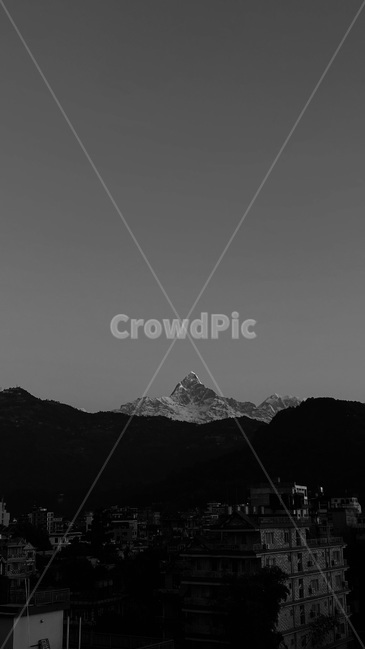 마차푸차레,네팔,산,흑백,풍경,mountain,mountainrange,nature,outdoors,자연,nepal,해외,설산,눈,landscape