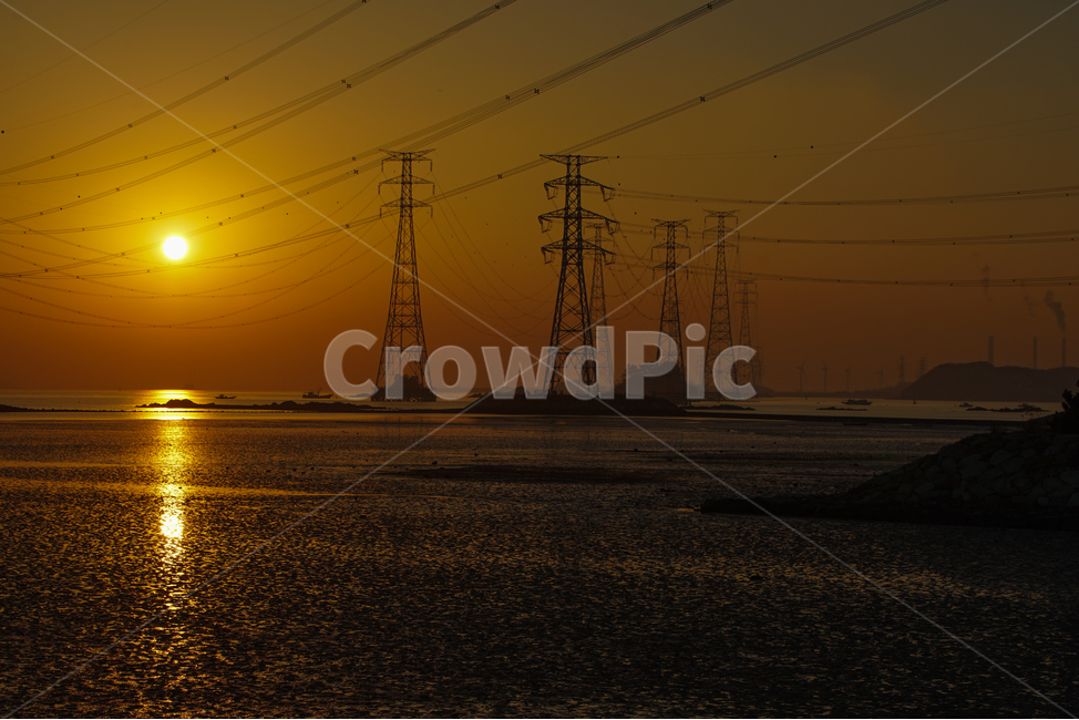 석양,해넘이,일몰,감성,노을,풍경,전주,철탑,전선,반영,산업,industry,industrial,에너지산업,energy industry