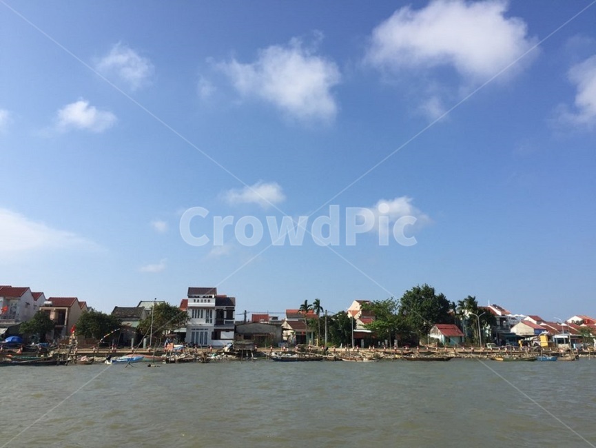 호이안올드타운강,강가,하늘,강변,동남아강,동남아강가,호이안올드타운,자연,water,물,shoreline