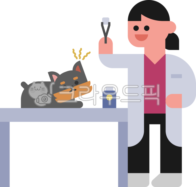Cute,simple,illustration,simple,person,character,animal hospital,puppy,dog,animal,vet,treatment,doctor
