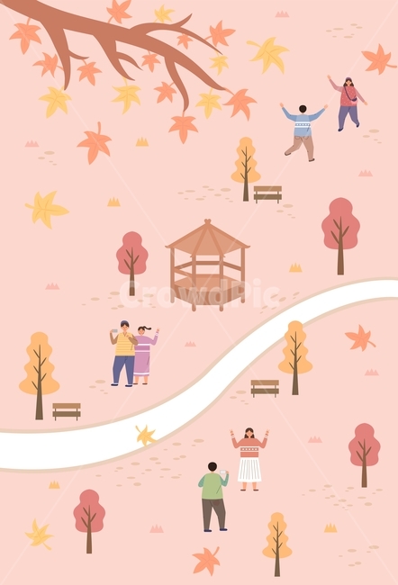 가을,단풍,단풍잎,사람,캐릭터,여자,남자,커플,풍경,계절,밴치,공원,일러스트,그림,디자인,가을,계절,fall,autumn,season,그래픽,일러스트레이션,graphic,illustration