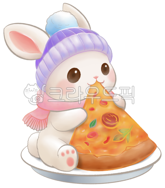 kawaii,cute,bunny,rabbit,pizza,food,eating,character,clipart,illustration,digitalart,귀여운,토끼,피자,음식,먹는,일러스트
