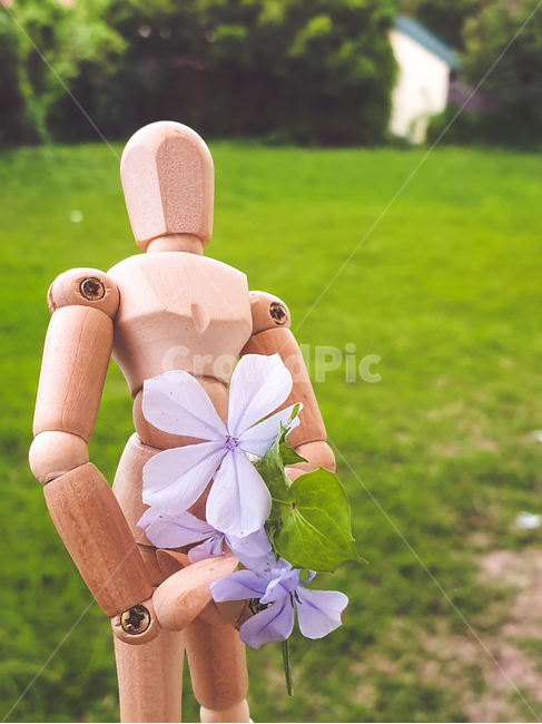 목각인형,나무인형,초록색,시골,관절인형