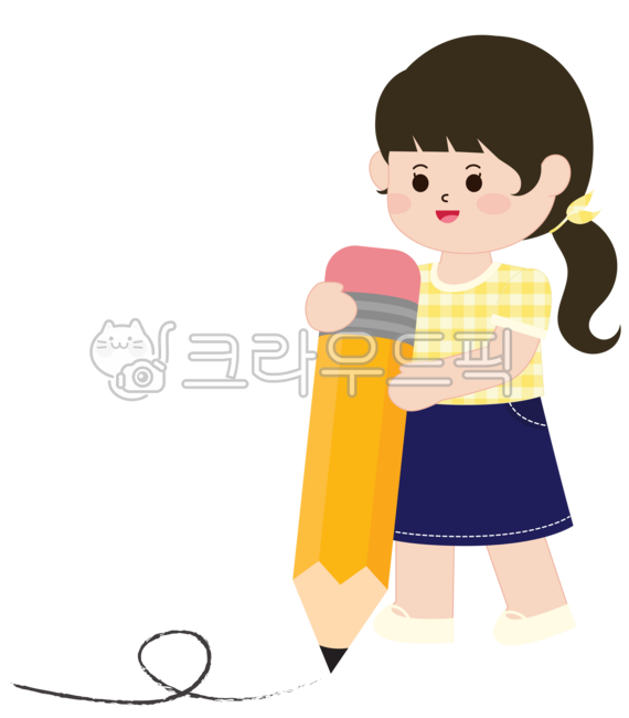 연필,연필일러스트,필기,공부,사무용품,학생,문구,필기도구,체크무늬,체크,어린이,아이,여자아이,여자,문구일러스트,학용품,필기일러스트,공부일러스트,학생일러스트,어린이집,유치원,어린이집도안,유치원도안,연필든아이