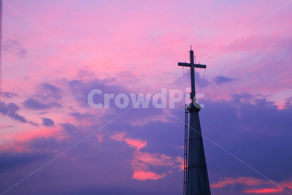 교회,성당,십자가,하늘,구름,보라,여름,sky,church,violet,purple,종교,신앙,religion,belief,faith