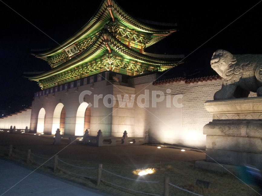 한국,서울,광화문,야경,건축물,조명