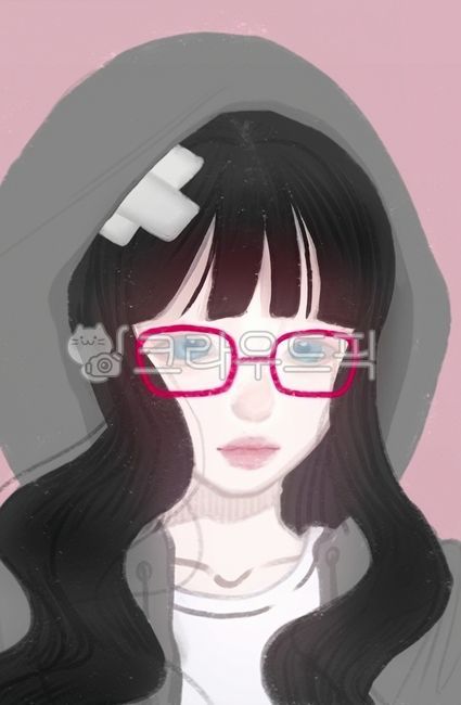 여자캐릭터,흑발여캐,그림,채색,안경
