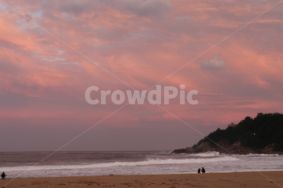 nature,자연,sea,바다,ocean,대양,water,물,분홍하늘,분홍,구름,파도,sky,하늘,분홍구름,해변,바다,beach,sea