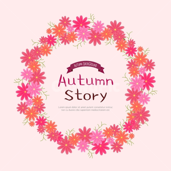 꽃,코스모스,가을,프레임,감성,배경,백그라운드,가을,계절,fall,autumn,season,그래픽,일러스트레이션,graphic,illustration