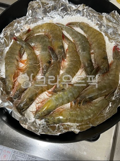 요리,새우구이,소금구이,프라이팬,소금,생새우,가을,제철요리,cooking,해물,해산물