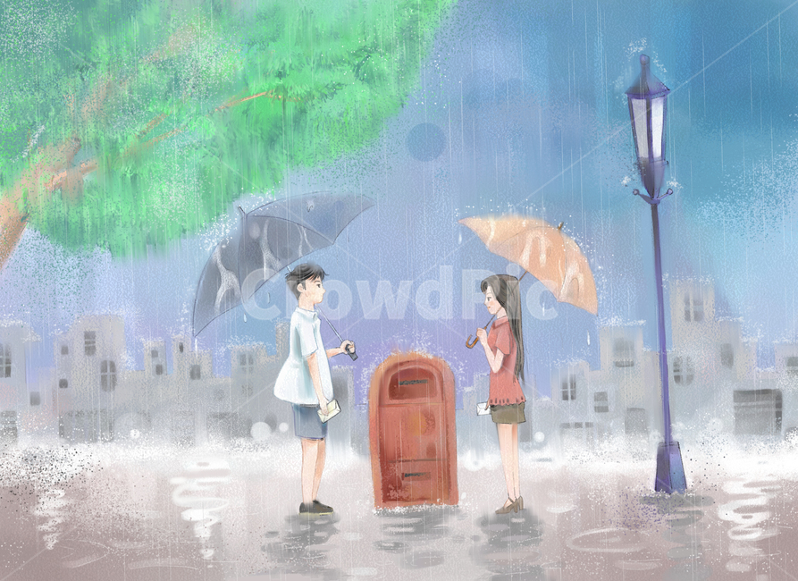 storytelling,couple,beauty,oil paint,sauce,situation picture,vacation season,healing,pastel,character,sight,drawing,season,action,2 people,silence,female,meeting,conversation,cloudy day,app,rain,handwork,hand drawing,pen pal,tree,feeling,Hot,painter,water