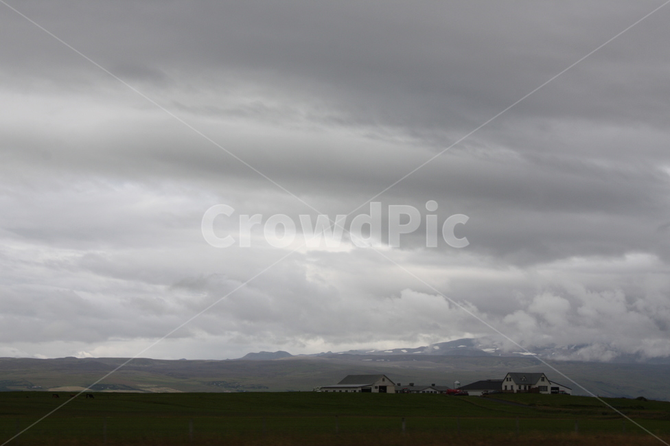 하늘,구름,마을,집,흐린,아이슬란드,작은,자연,풍경,nature,landscape,시골,마을,country,rural,town,weather,날씨,outdoors,옥외,cumulus,적운,cloud,sky