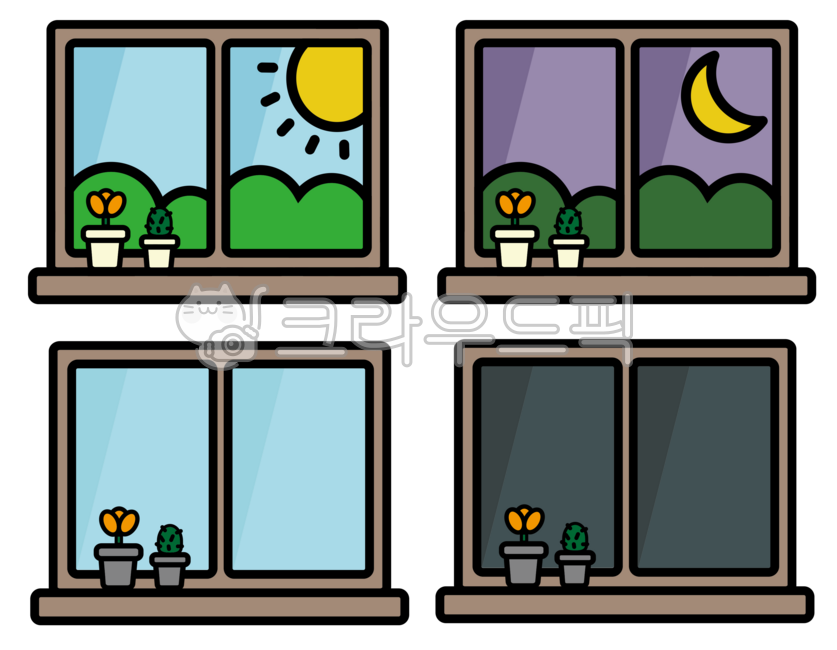 창문,창문일러스트,창문아이콘,화분창문,화분,네모창문
