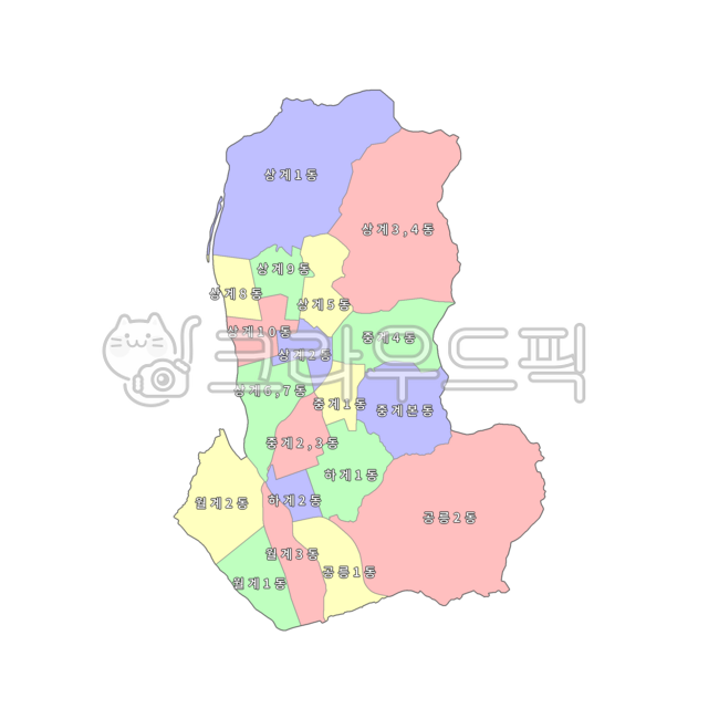 Seoul Special City,Seoul,Nowon-gu,Republic of Korea,our country,Korea,administrative district,province,city,county,town,township,dong,map,administrative district map,4-color map,blue,yellow,red,green,map