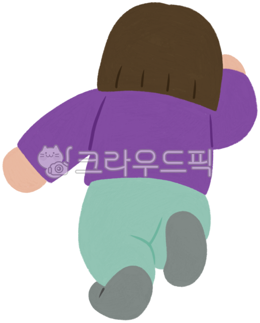 일러스트,아이,뒤로걷기,보라,민트,귀여운,어린이,어린아이,뒷모습,달리기,뛰기,뛰는모습,단발,단발머리,어린이일러스트,교육일러스트,아동,아동일러스트,어린이그림,손그림,색연필화,유치원생,초등학생,놀이시간,놀이터