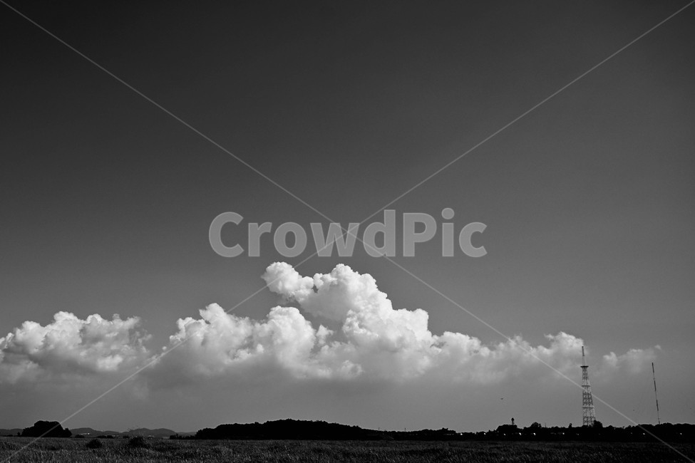 구름,하늘,풍경,흑백,모노톤,자연,풍경,nature,landscape,흑백,모노톤,monochrome,black and white,weather,날씨,cumulus,적운,outdoors,옥외,sky,cloud