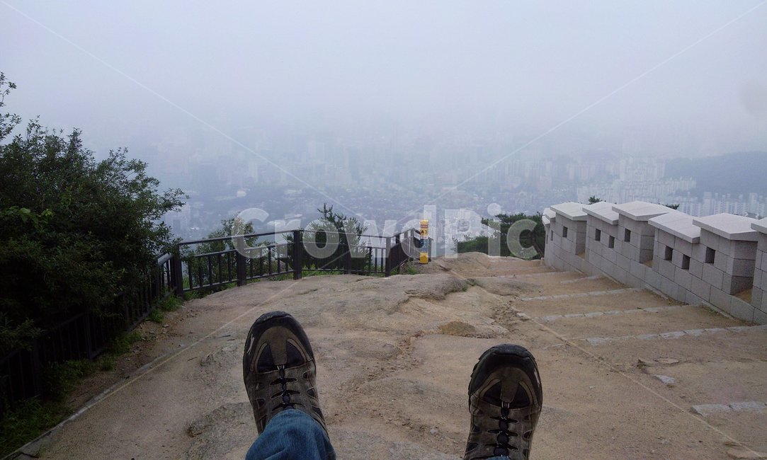 인왕산,산,안개,정상,성곽,서울,seoul