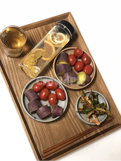 조식,다이어트식,고구마,방울토마토,아침밥,건강식,레몬물,food,음식
