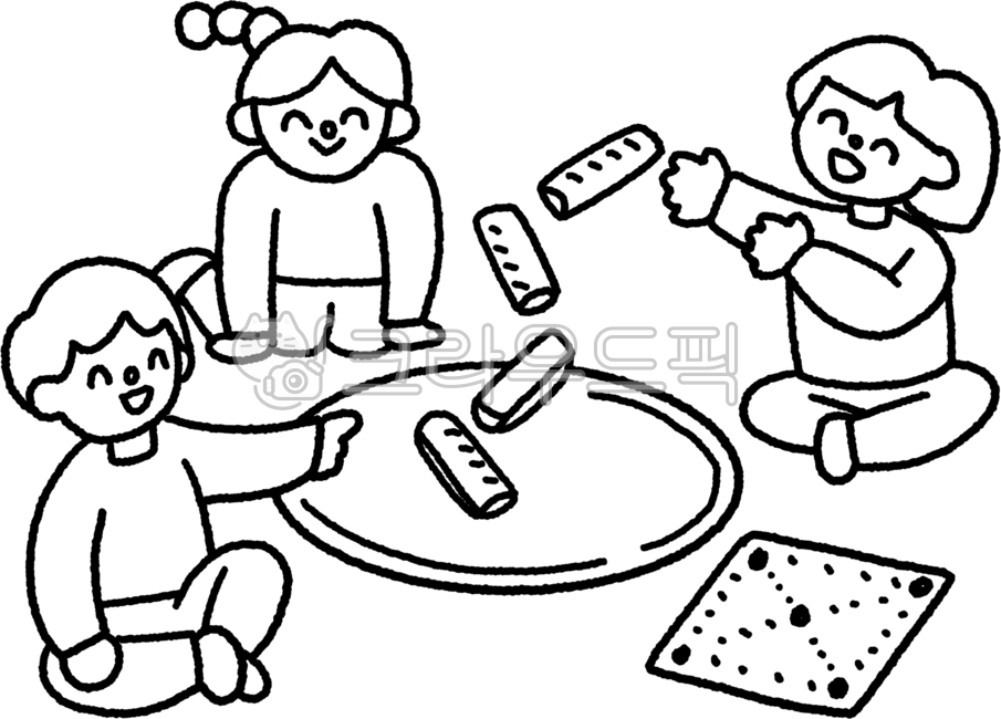 윷놀이풍경,윷놀이,윷놀이일러스트,전통놀이,민속놀이,명절,추석,설날,새해,명절풍경,색칠공부도안,윷놀이그림,전통놀이그림,윷놀이하는사람,아이들,놀이,행복한,캐릭터,친구