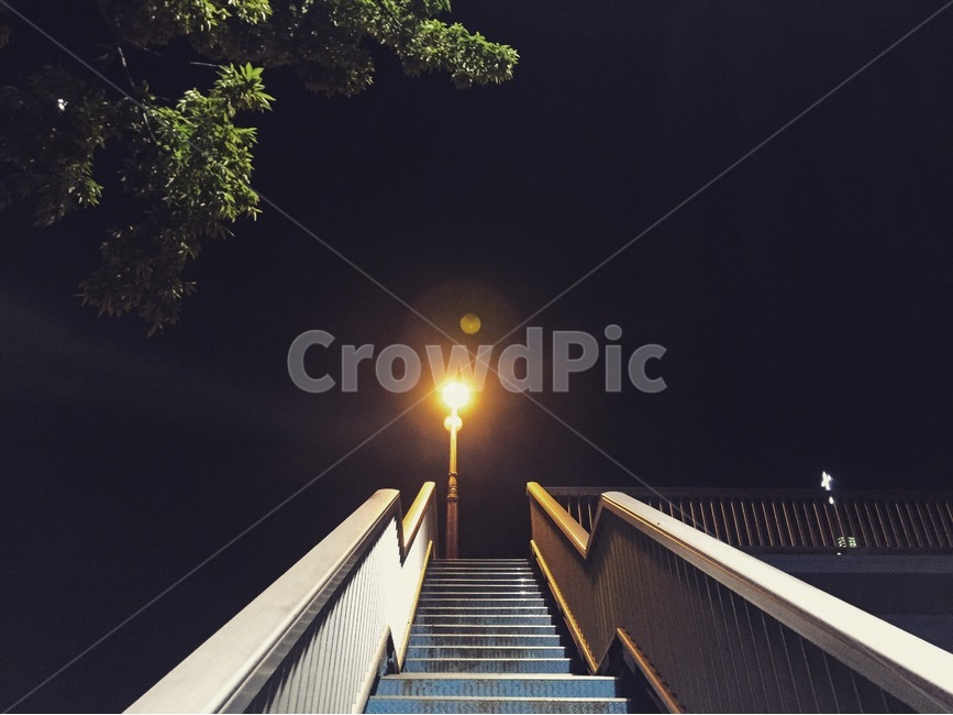 계단,육교,전봇대,빛,나무,그리움,야경,밤,풍경,nightscape,night,landscape,banister,난간,handrail,railing