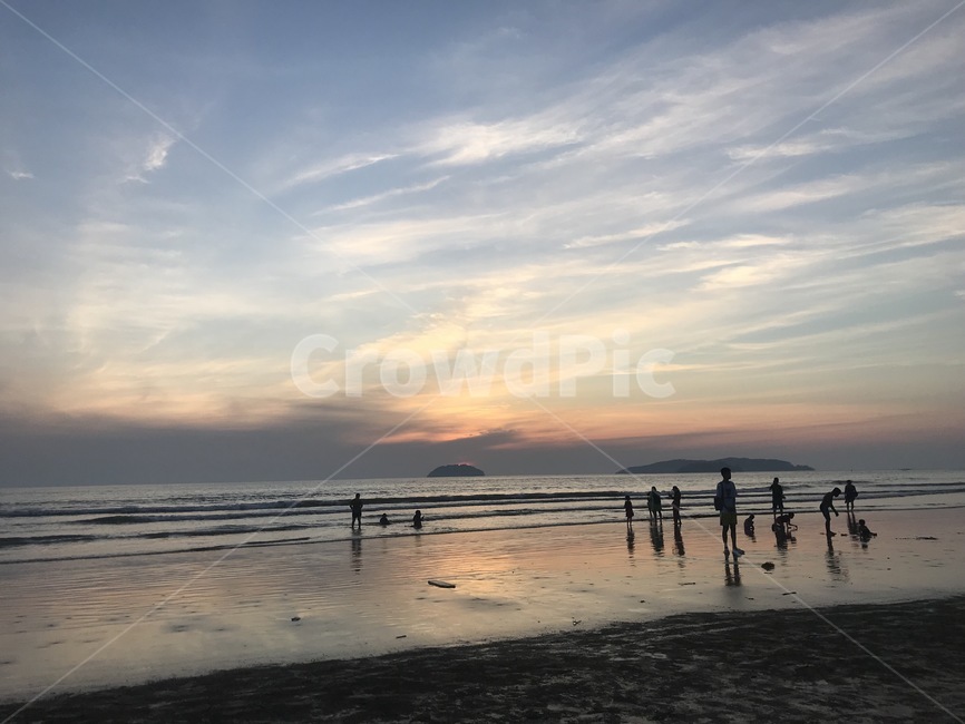 코타키나발루,말레이시아,해변,석양,노을,선셋,바다,하늘,구름,water,물