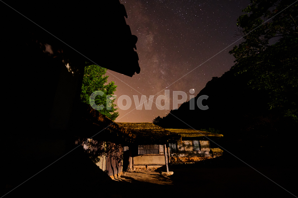 문경새재,은하수,별,도립공원,별밤,초가집,시골집,야경,밤,풍경,nightscape,night,landscape,한국전통,한국문화,korean traditional,korean culture